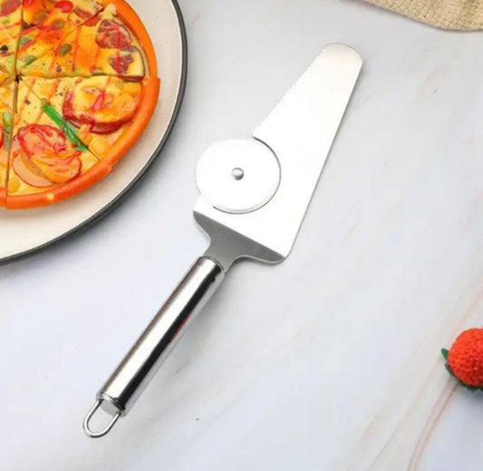2 In 1 Stainless Steel Cake Server With Pizza Cutter In Pakistan