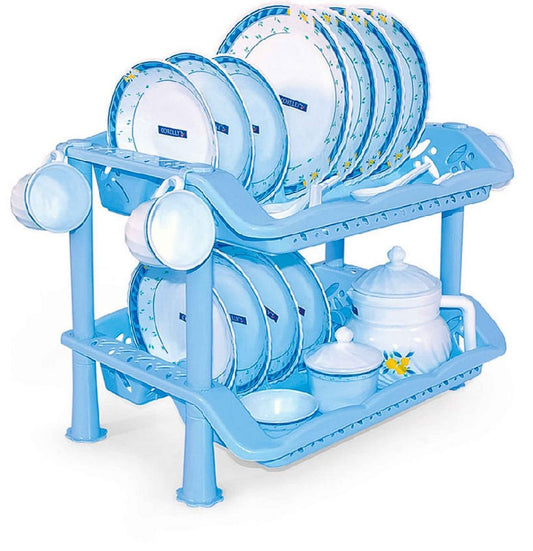 2 Layer Plastic Double Tier Kitchen Utensils Dish Rack for Drying and Storage In Pakistan