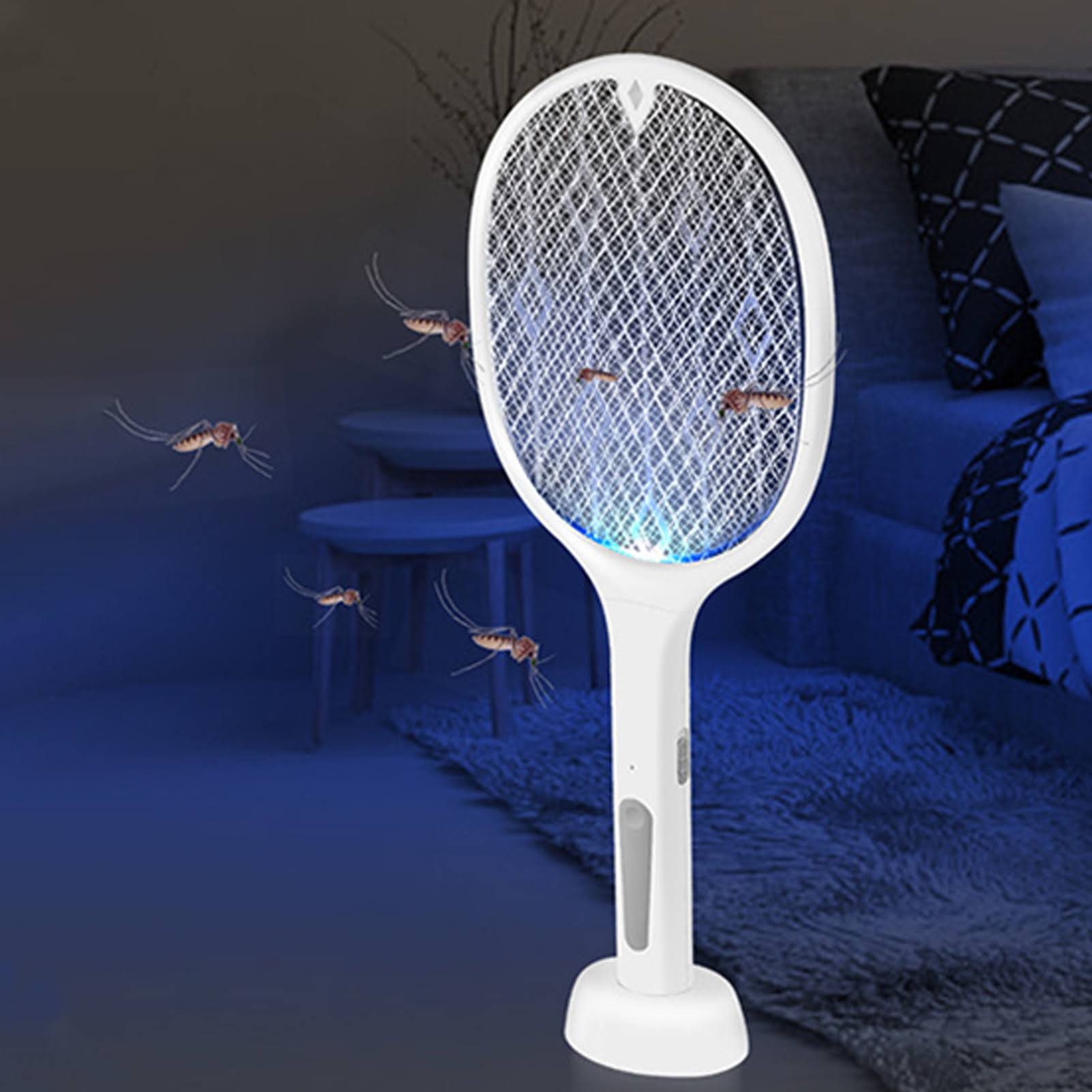 Mosquitoes Lamp & Racket 2 In 1 Electric Fly Swatter Powerful USB Rechargeable In Pakistan