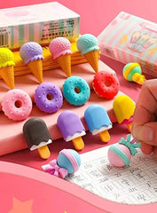 4 Pcs Sweet Candy Multicolor Eraser ( Random Design )