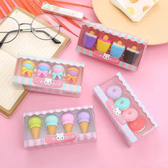 4 Pcs Sweet Candy Multicolor Eraser ( Random Design )