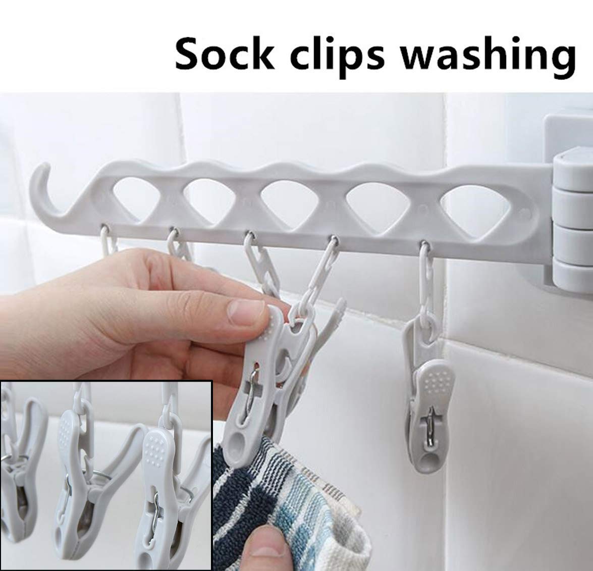 10 Clip Foldable Socks Drying Hanger-Adhesive In Pakistan