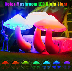 3Pcs LED Mushroom Night Light, TSV Plug in Wall Lamp, 7-Color Changing In Pakistan