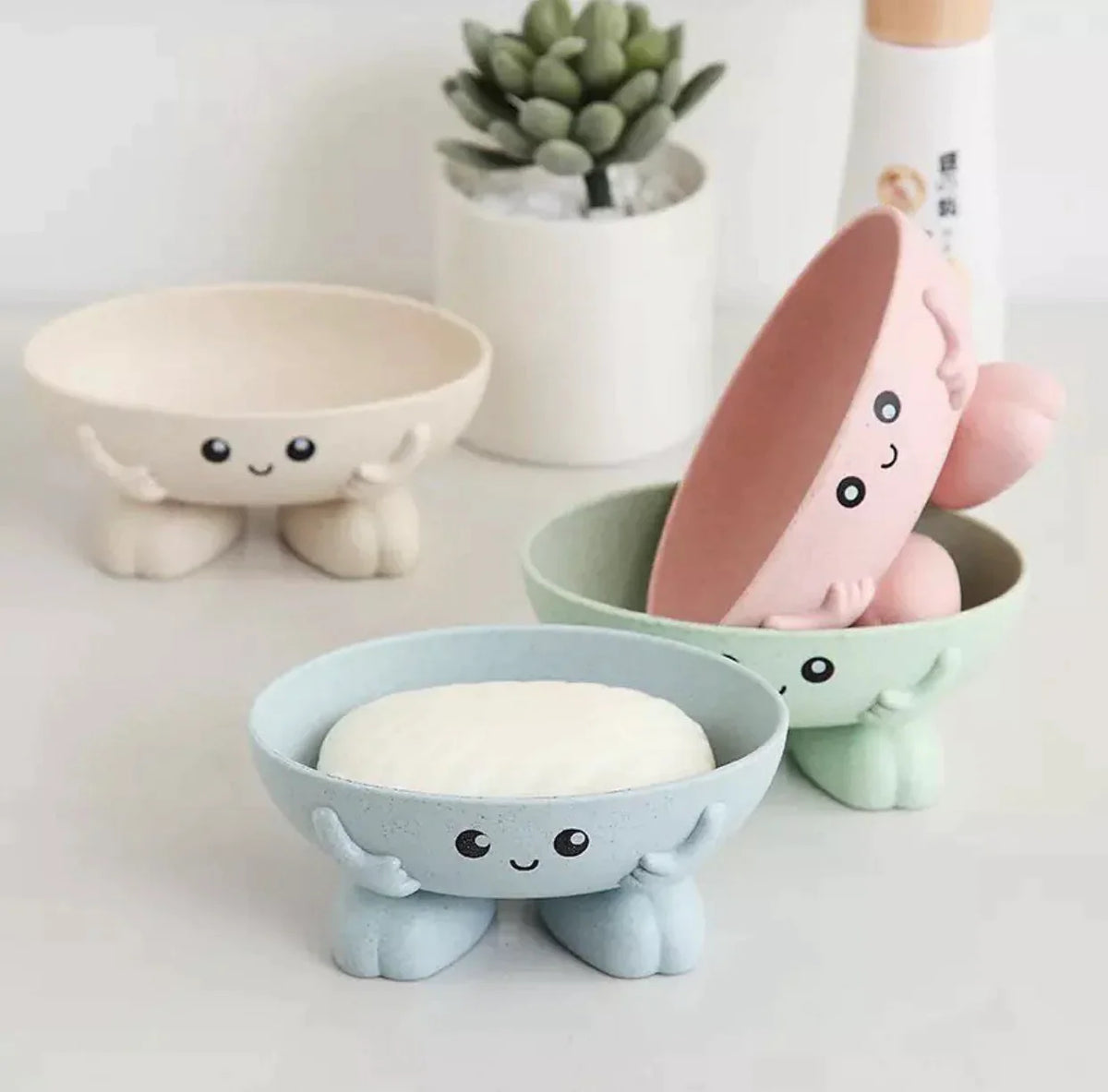 Cute Cartoon Oval Shaped Soap Dish - (Pack of 2)