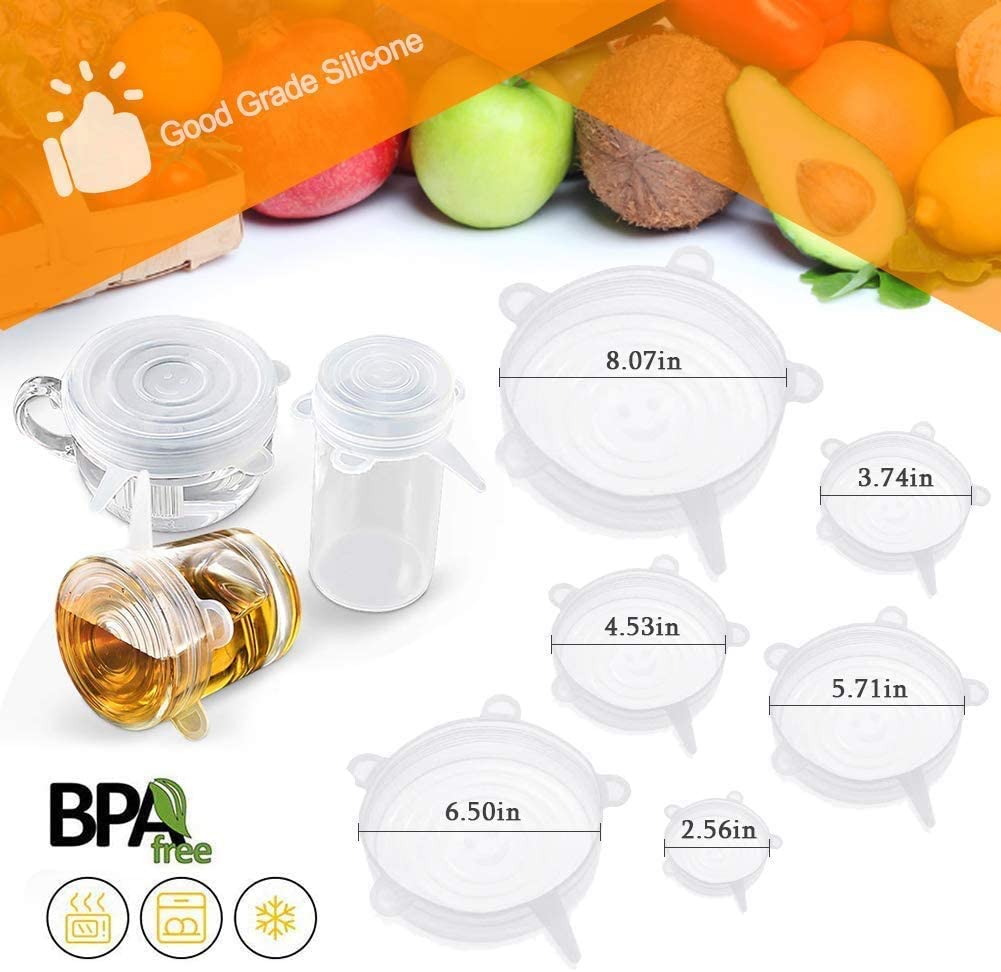 6Pcs Kitchen Reusable Silicone Stretch Vacuum Food Storage Bowl Cover In Pakistan