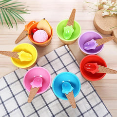 2Pcs Colorful Ice Cream Bowls And Spoon