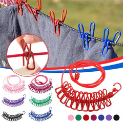 Clothes Drying Rope With 12 Clips