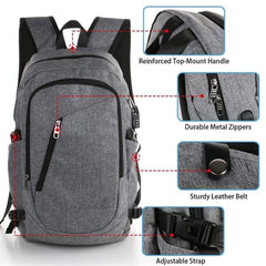 Anti Theft USB Charging Hiking Backpack - Gray In Pakistan Just e-Store