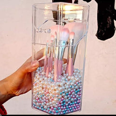 Transparent brush holder with pearls In Pakistan